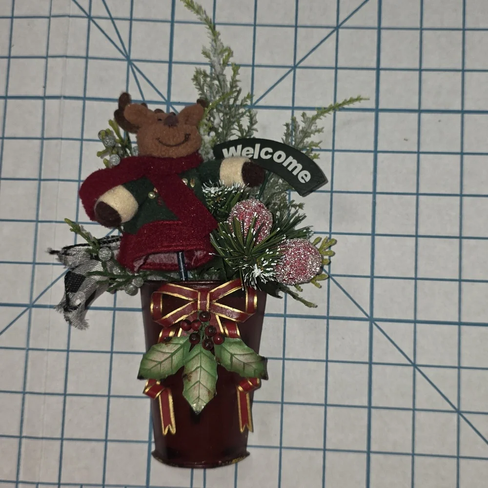 Christmas Holiday Wall Pocket Decor, Mini Holiday‎ Welcome Sign W/Moose #2